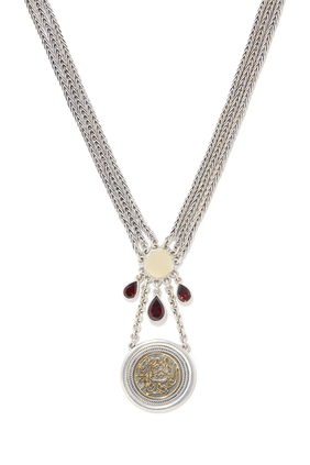 True Vision Of the Heart Necklace, 18k Yellow Gold with Sterling Silver & Garnet